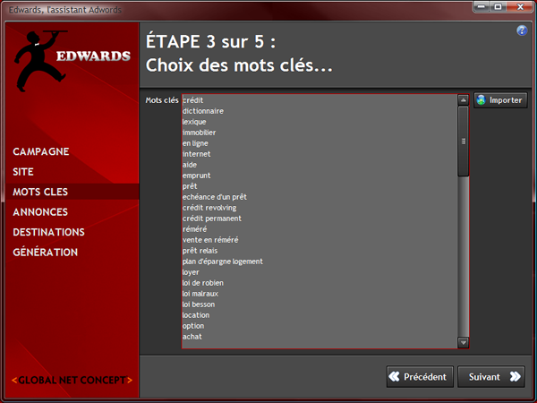 Gestion des mots clés pour Adwords